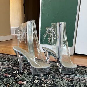 Clear Pleaser Heel Boots